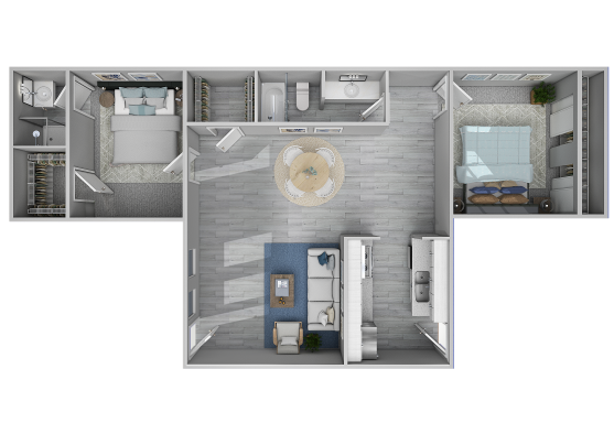 a floor plan of a two bedroom apartment at The Stratton Apartment Homes