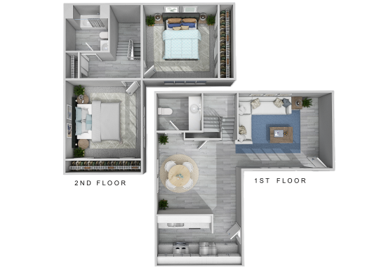 a floor plan of a two bedroom apartment at The Stratton Apartment Homes