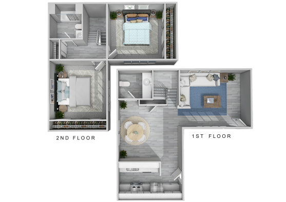 a floor plan of a two bedroom apartment at The Stratton Apartment Homes