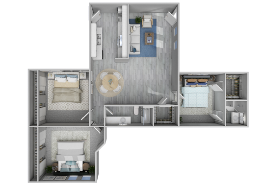 a floor plan of a two bedroom apartment at The Stratton Apartment Homes